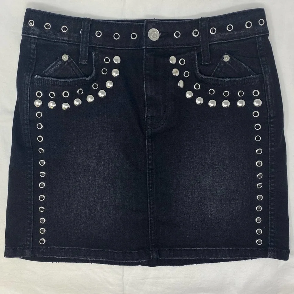 NWT Current/Elliott The 7-Pocket Studded Mini Skirt Size 25